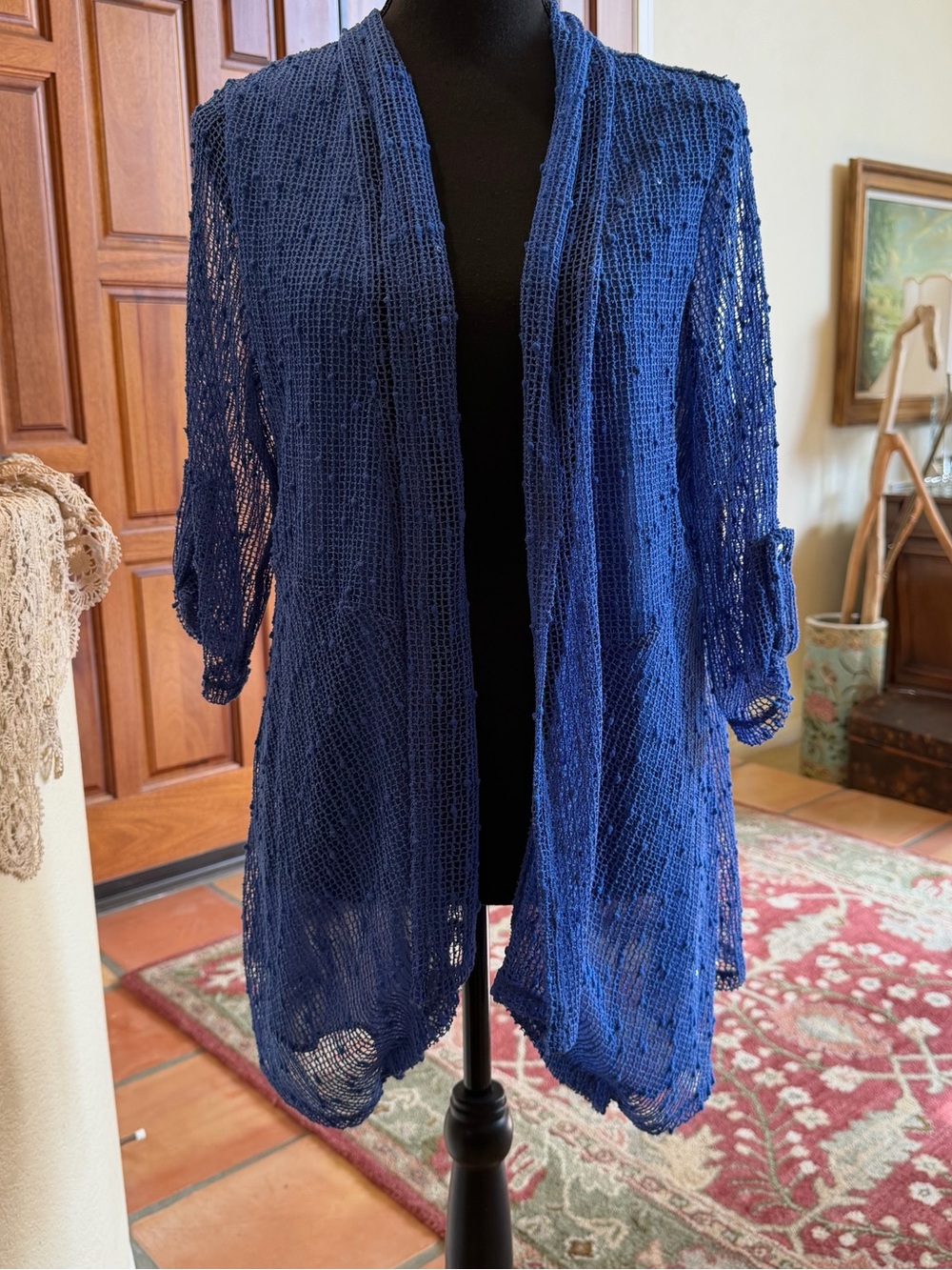 Lulu-B Open-Front Royal Blue Lightweight Knit Cardigan
